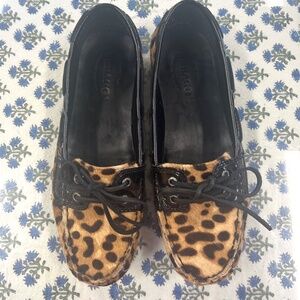 New Bala Sebago Leopard Print Driver Moccasins/Boat Shoes Size 9.5
